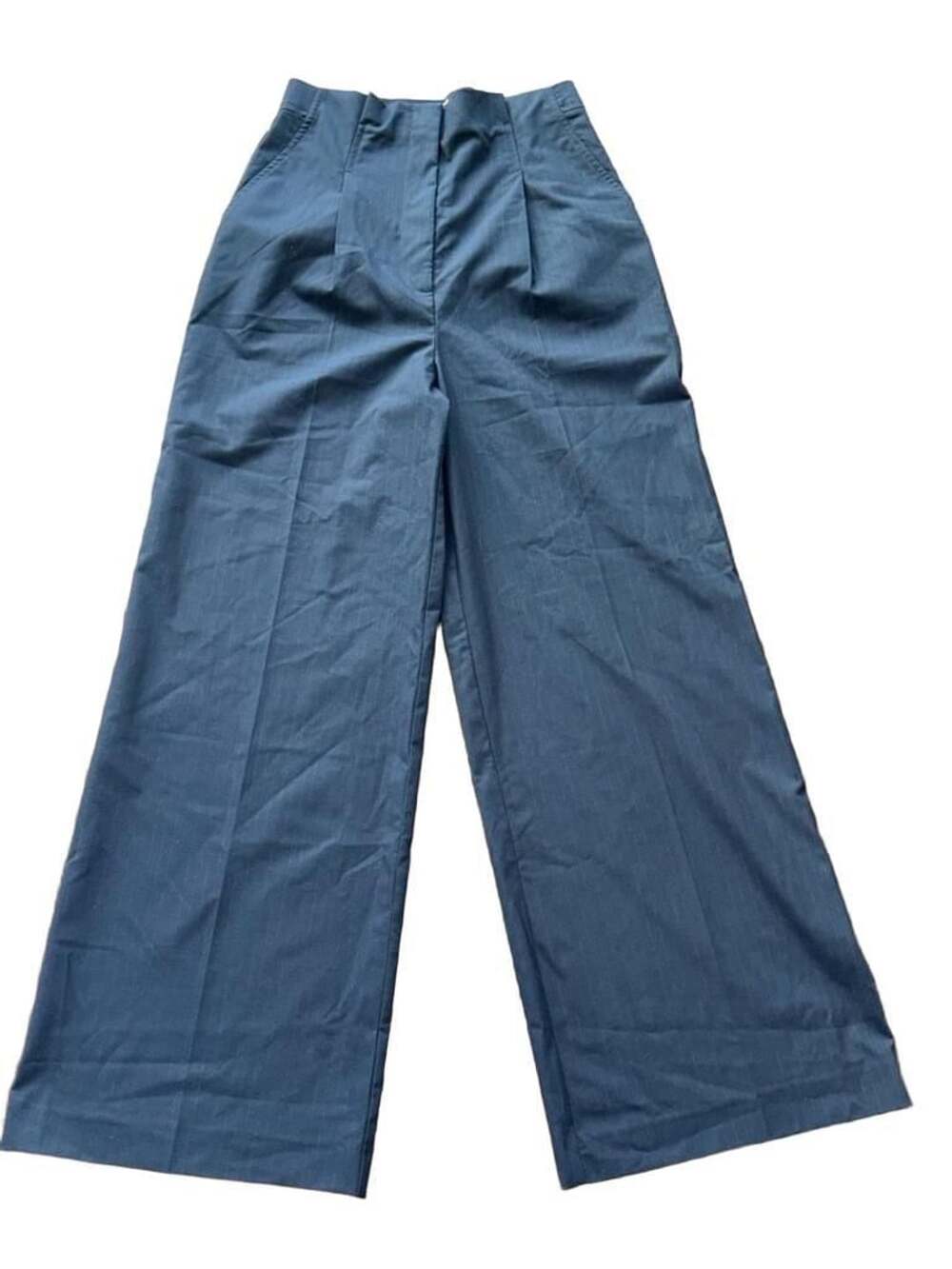 Maeve by Anthropologie Wide Leg Pants Size 6 Navy Blue Pinstripe